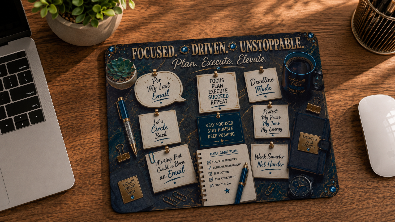 Focused. Driven. Unstoppable. Mouse Pad - Plan • Execute • Elevate Collection